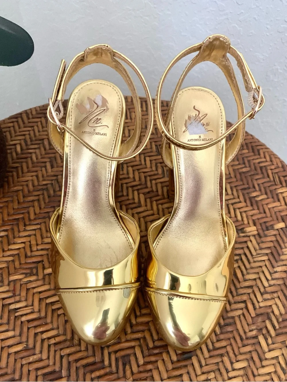 Antonio Melani and the Nat Note Pia Gold Mirror Metallic Platform Heel Pumps